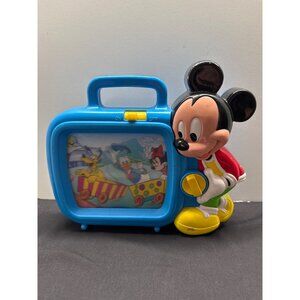 Disney Vintage Mickey Mouse Musical Scrolling Blue TV Wind Up Mickey Goofy Minni